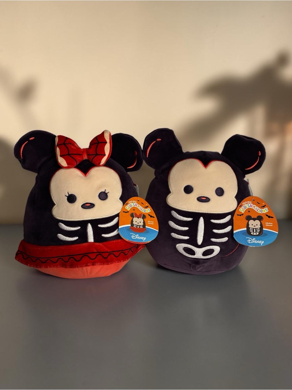 Squishmallows Disney 8 Inch Halloween Skeleton Mickey Minnie Plush Set